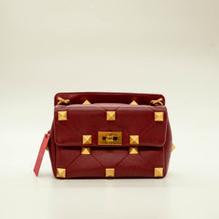 Valentino Garavani Roman Studded Small Burgundy Leather thumbnail 1