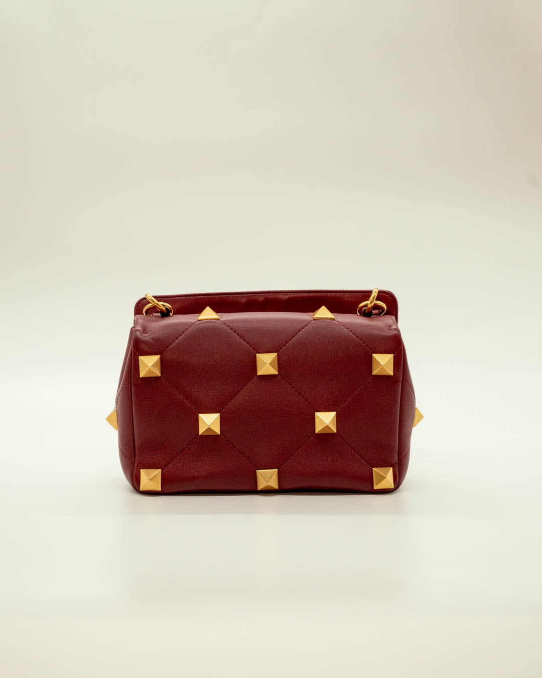 Valentino Garavani Roman Studded Small Burgundy Leather
