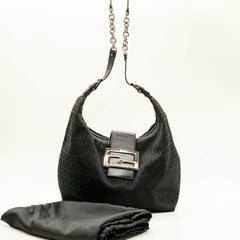 Fendi Black Zucchino Canvas Forever Hobo Bag thumbnail 4