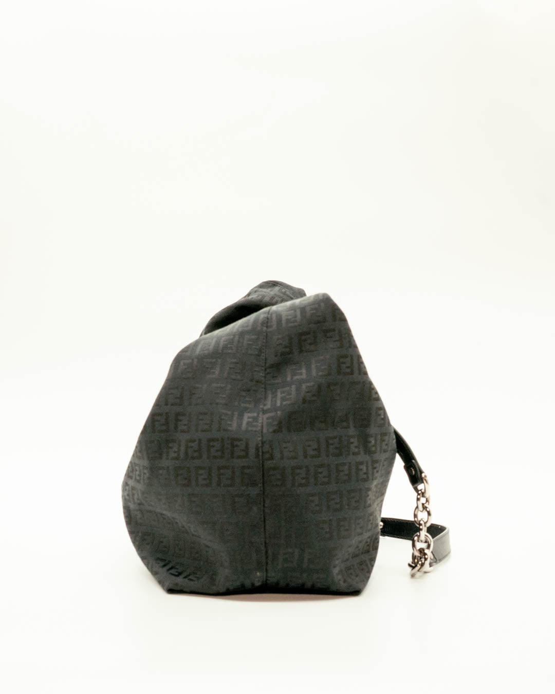 Fendi Black Zucchino Canvas Forever Hobo Bag