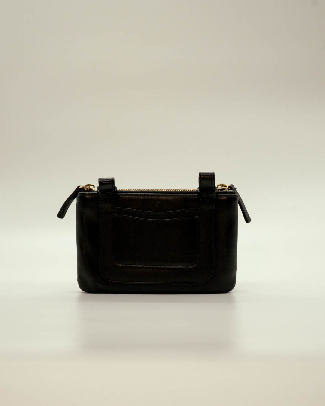 Chanel Black Leather CC Mania Double Zip Waist Belt Bag