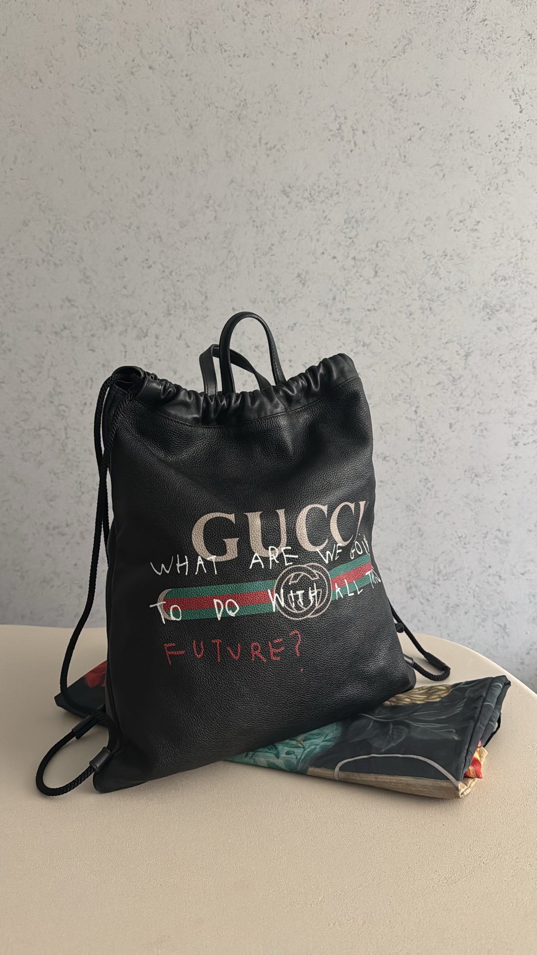 Gucci Capitan Logo Drawstring Backpack