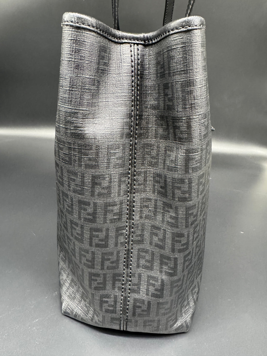 Fendi Black Zucchino Print Spalmati Shopper Tote