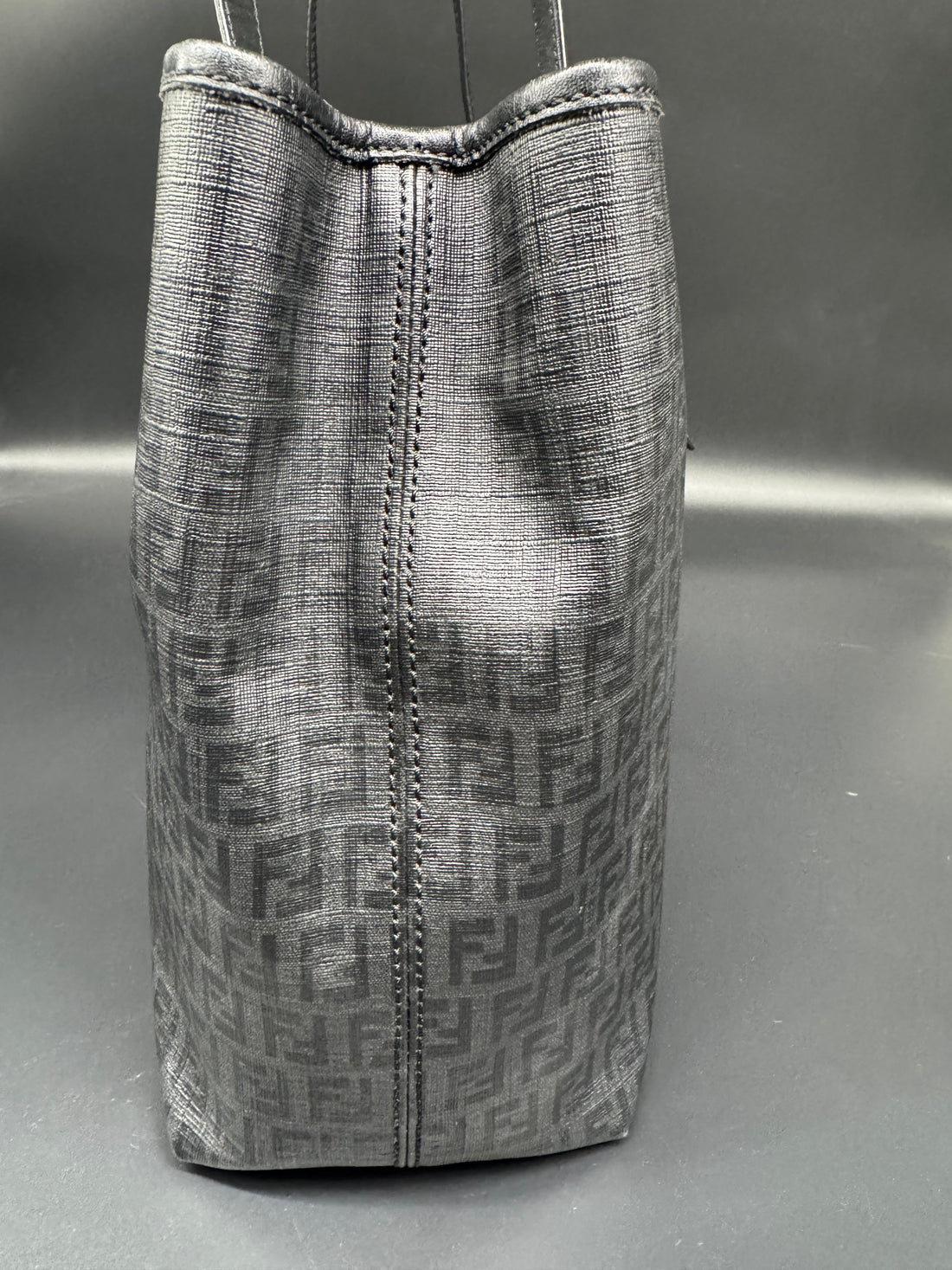 Fendi Black Zucchino Print Spalmati Shopper Tote