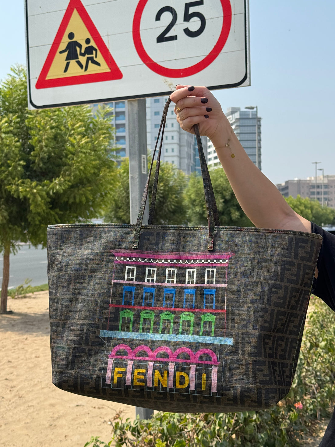 Fendi Borsa Zucca Canvas Shopper Tote