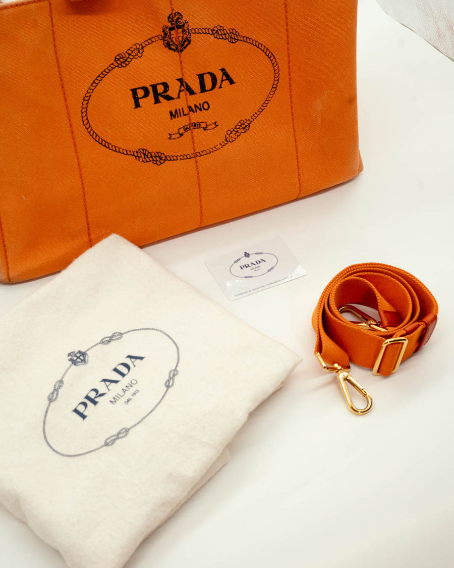 Prada Orange Canapa Canvas Large