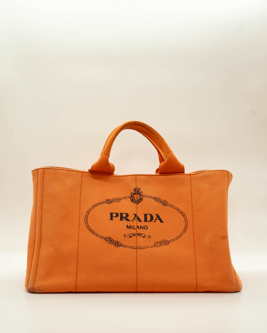 Prada Orange Canapa Canvas Large