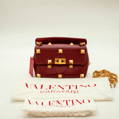 Valentino Garavani Roman Studded Small Burgundy Leather thumbnail 3