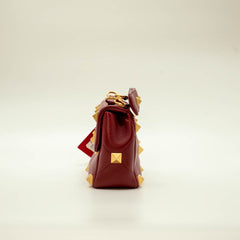 Valentino Garavani Roman Studded Small Burgundy Leather thumbnail 4