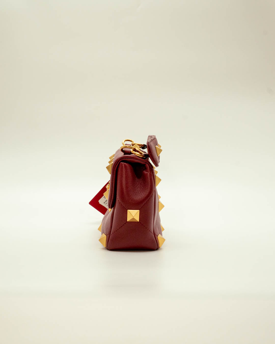 Valentino Garavani Roman Studded Small Burgundy Leather