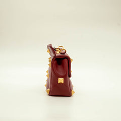 Valentino Garavani Roman Studded Small Burgundy Leather thumbnail 5