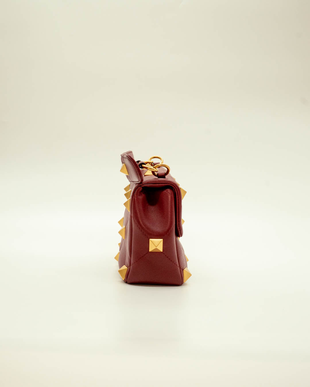 Valentino Garavani Roman Studded Small Burgundy Leather