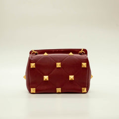 Valentino Garavani Roman Studded Small Burgundy Leather thumbnail 6