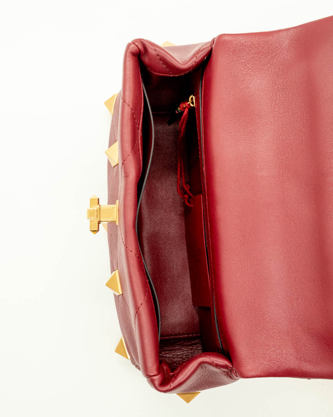 Valentino Garavani Roman Studded Small Burgundy Leather