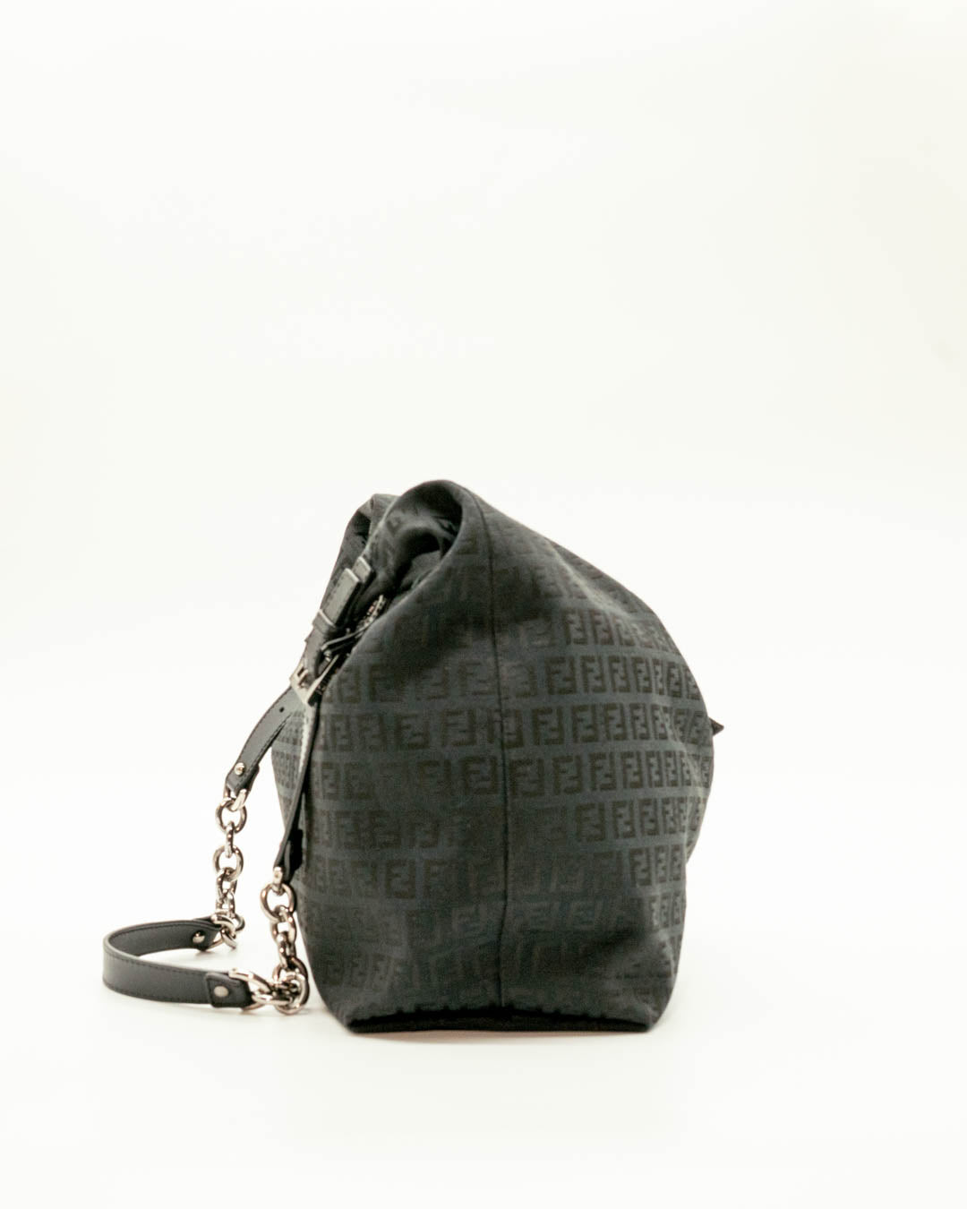 Fendi Black Zucchino Canvas Forever Hobo Bag