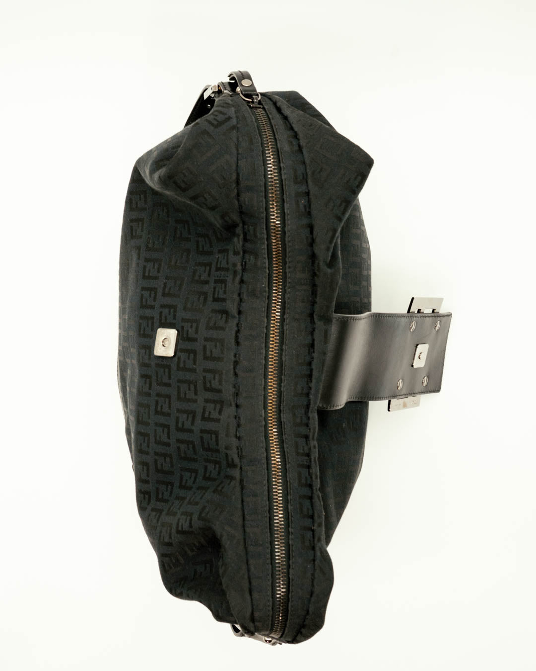 Fendi Black Zucchino Canvas Forever Hobo Bag