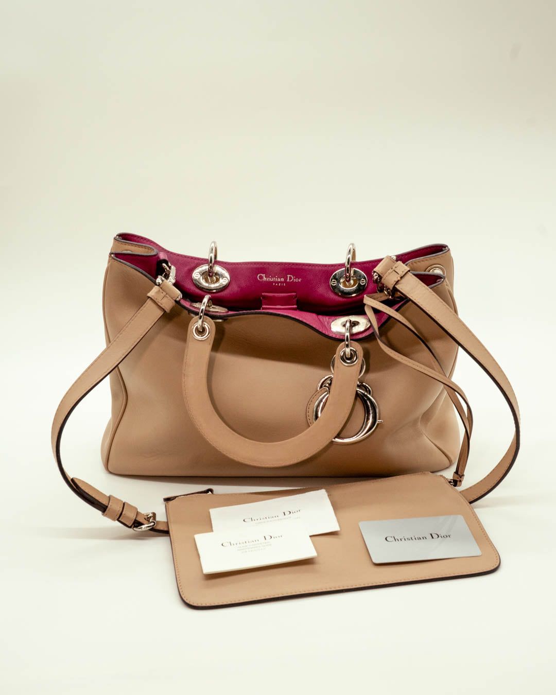 Christian Dior Beige Leather Diorissimo Tote Bag