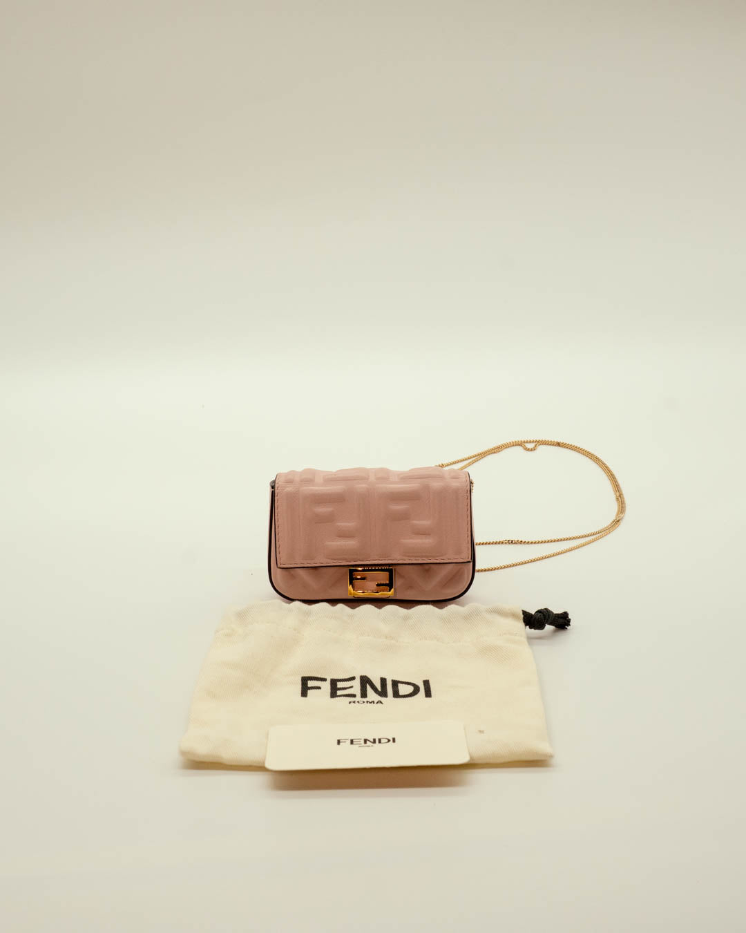 Fendi Nano Baguette Charm Pink FF