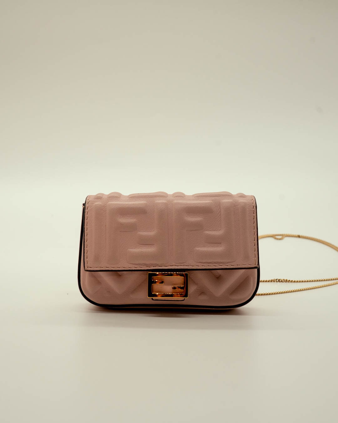 Fendi Nano Baguette Charm Pink FF