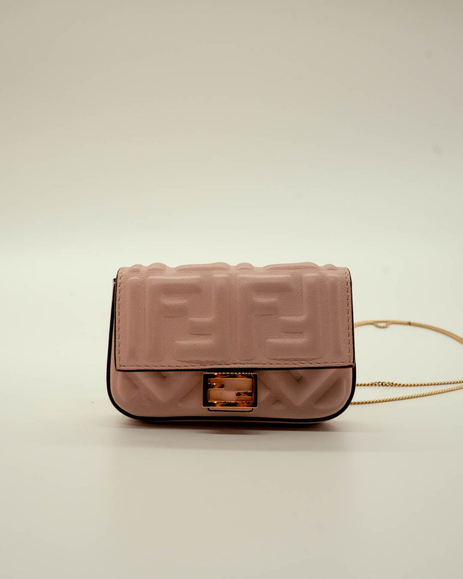 Fendi Nano Baguette Charm Pink FF