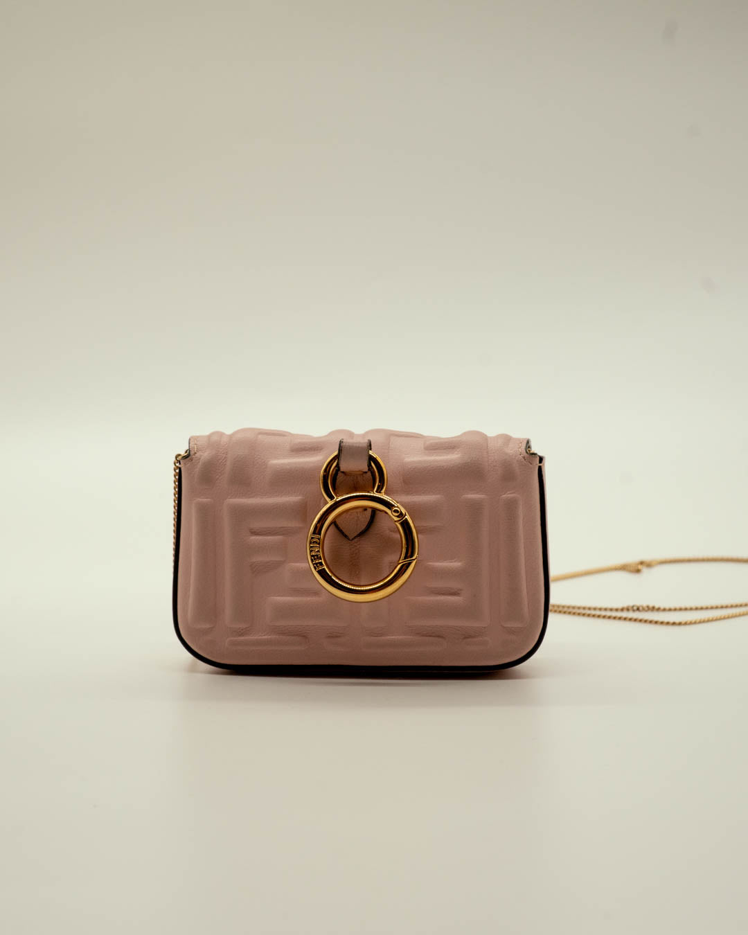 Fendi Nano Baguette Charm Pink FF