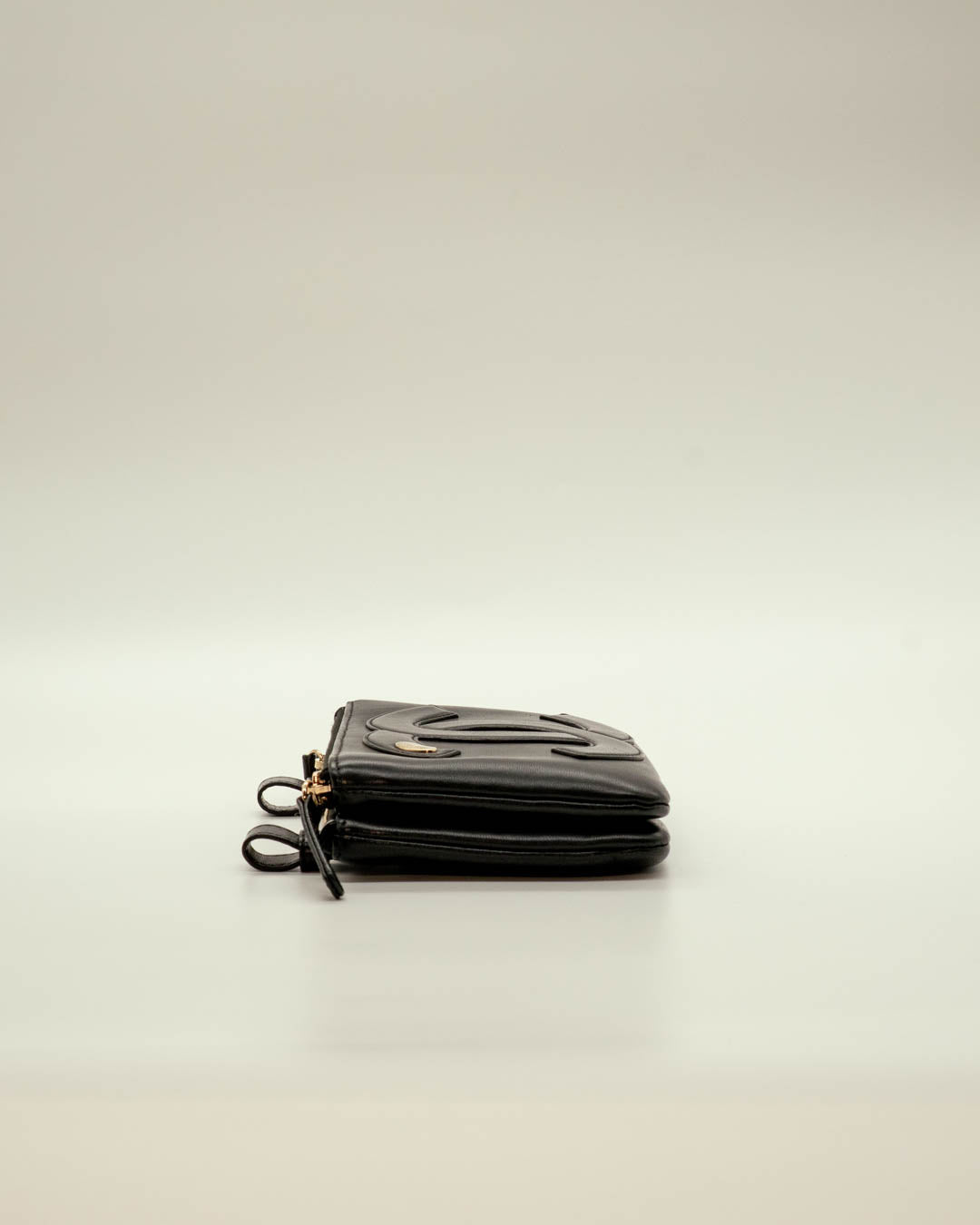 Chanel Black Leather CC Mania Double Zip Waist Belt Bag