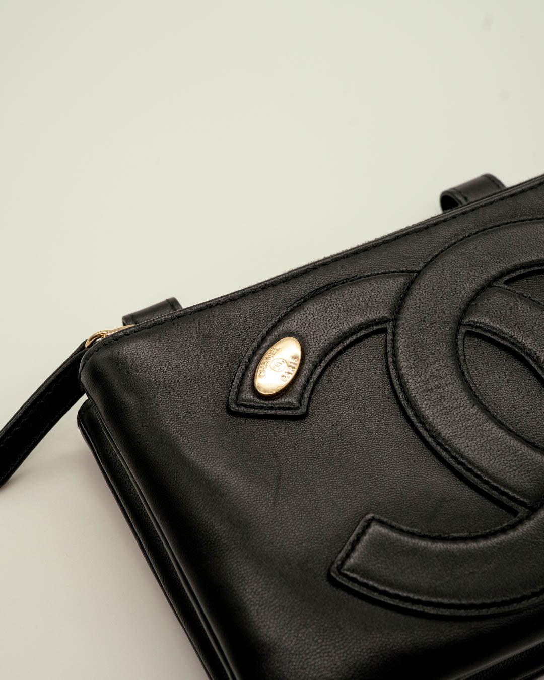 Chanel Black Leather CC Mania Double Zip Waist Belt Bag