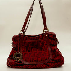 Fendi Red Zucca Large Shoulder Bag thumbnail 1
