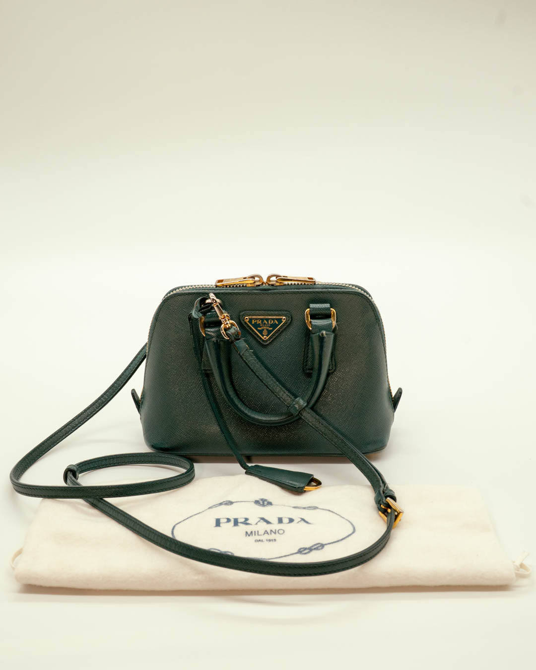 Prada Green Saffiano Leather Mini Promenade Satchel