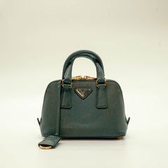 Prada Green Saffiano Leather Mini Promenade Satchel thumbnail 1