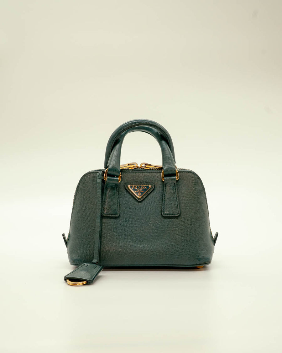 Prada Green Saffiano Leather Mini Promenade Satchel