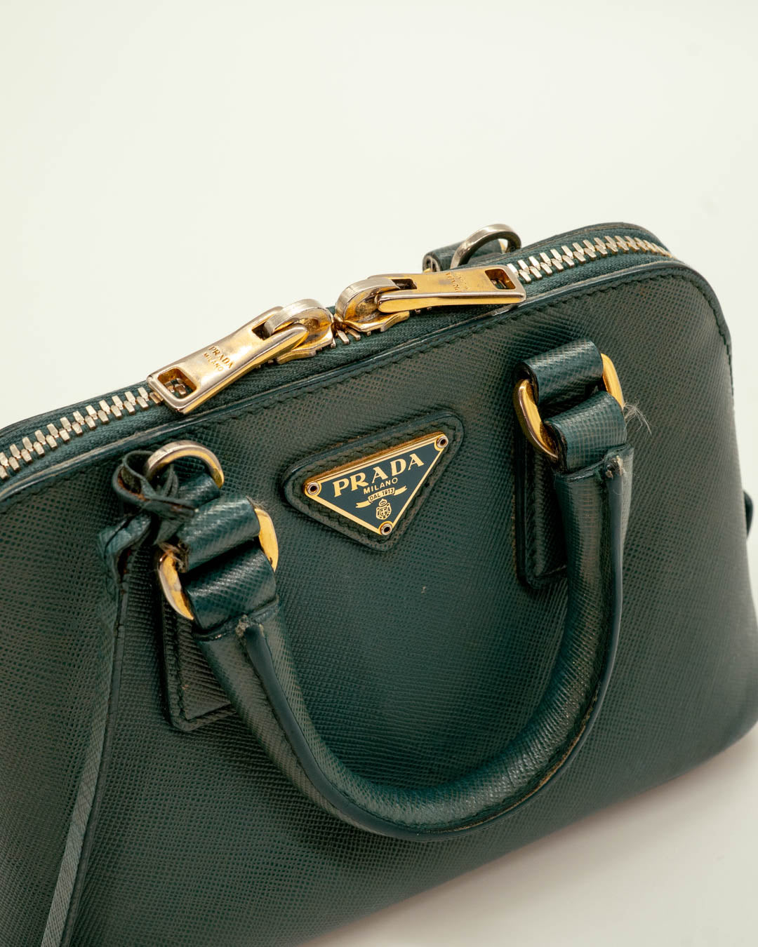 Prada Green Saffiano Leather Mini Promenade Satchel