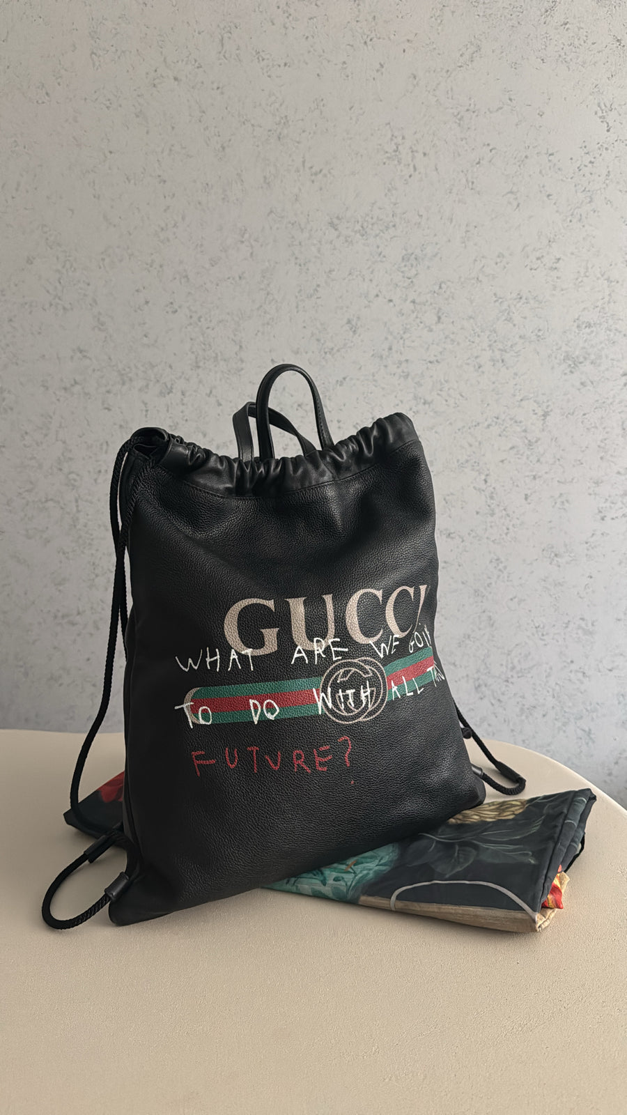 Gucci Capitan Logo Drawstring Backpack