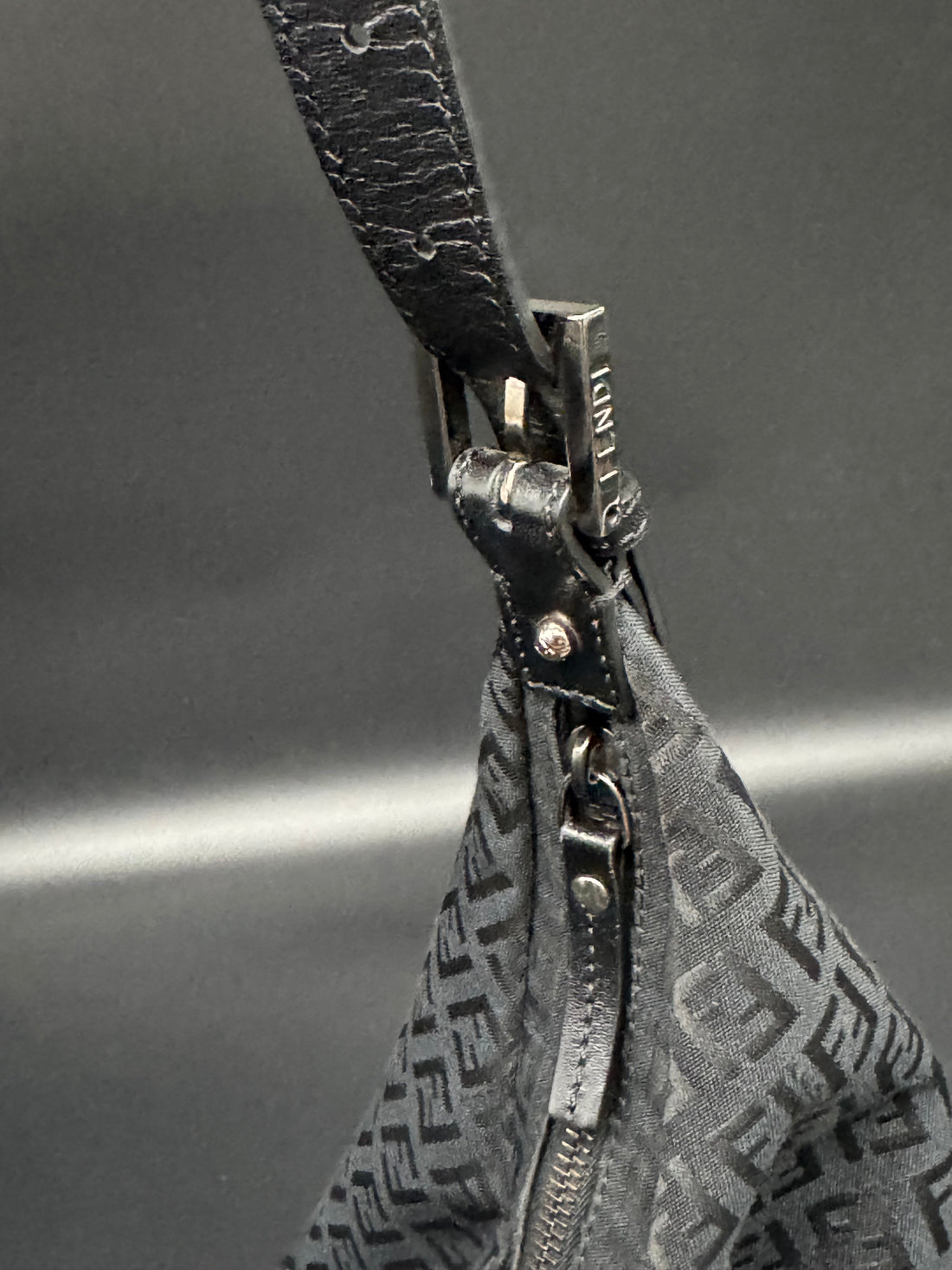 Fendi Black Zucchino Canvas Forever Hobo Bag