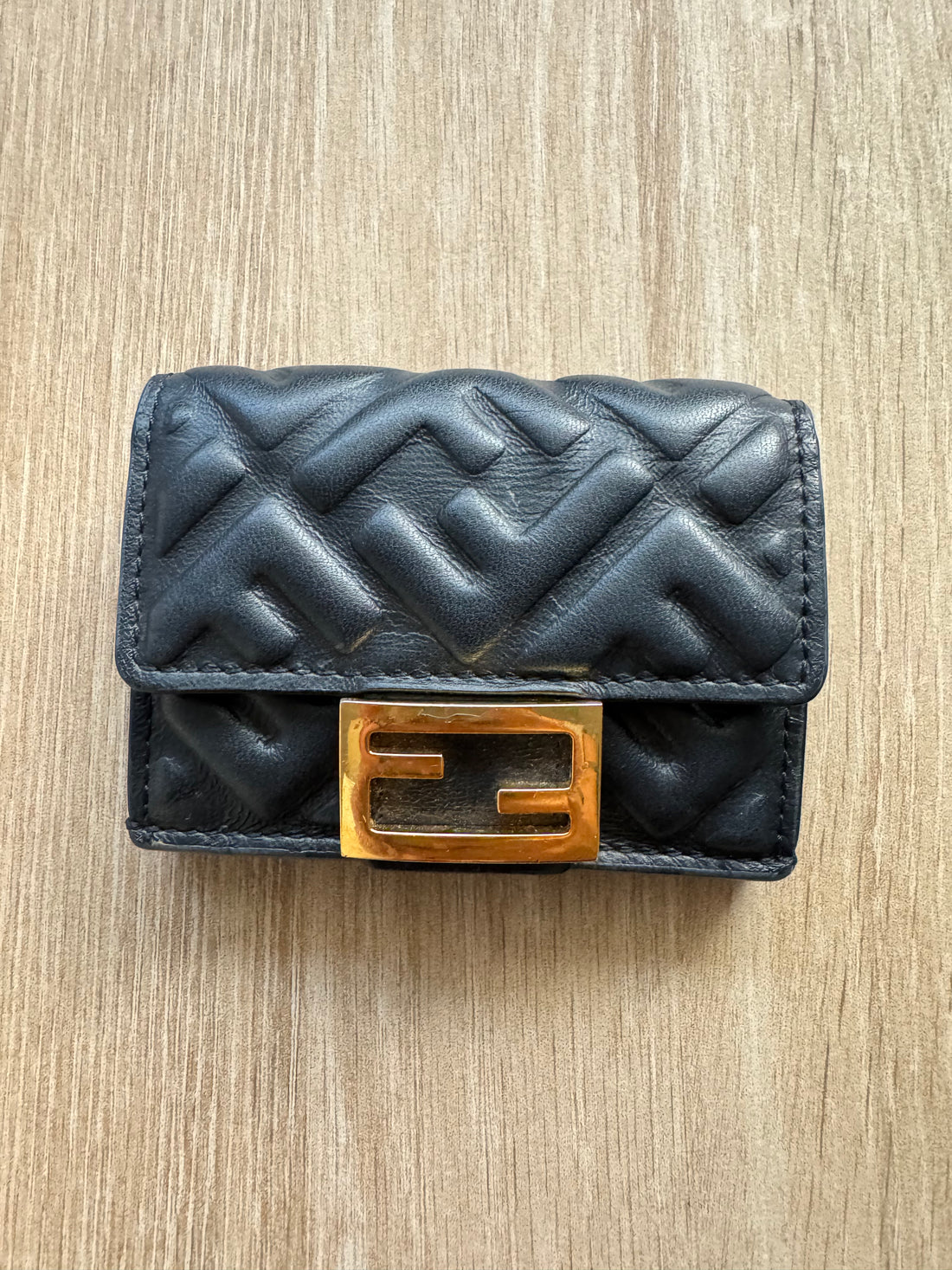 Fendi Black FF Embossed Compact Wallet