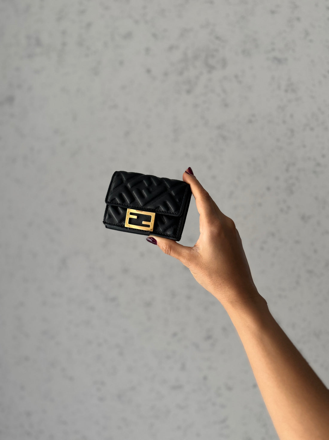 Fendi Black FF Embossed Compact Wallet