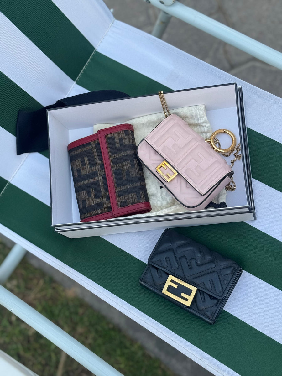 Fendi Black FF Embossed Compact Wallet