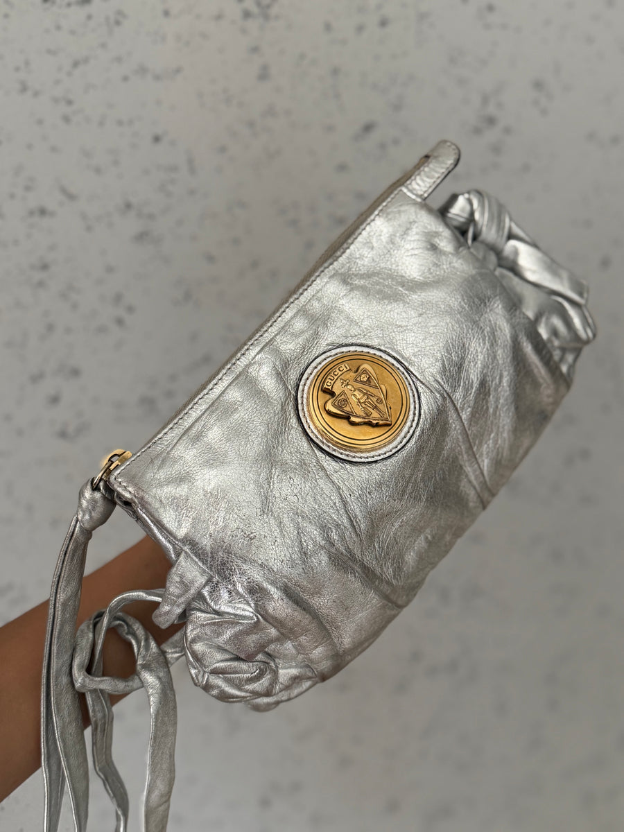 Gucci Metallic Silver Hysteria Clutch
