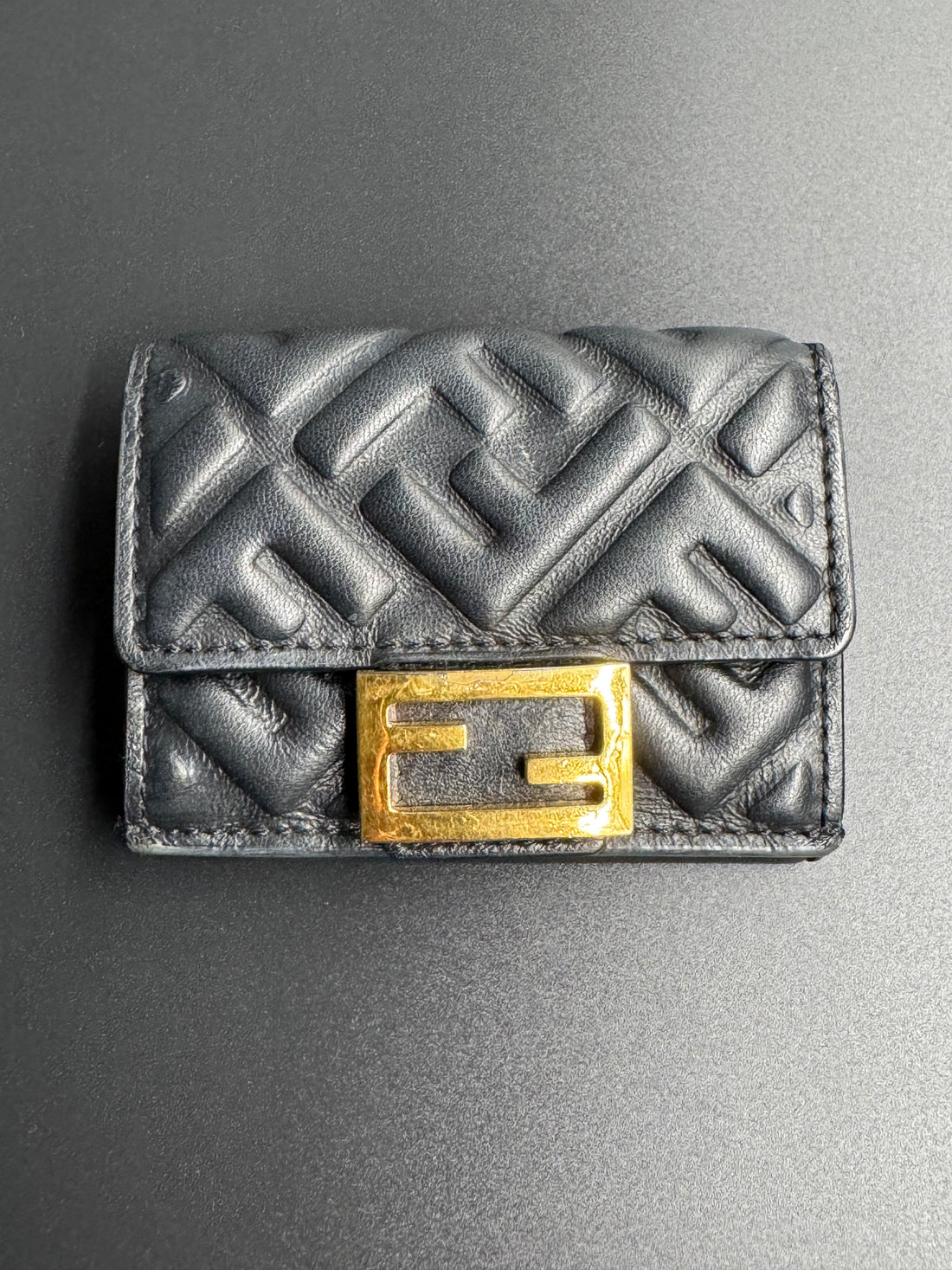 Fendi Black FF Embossed Compact Wallet