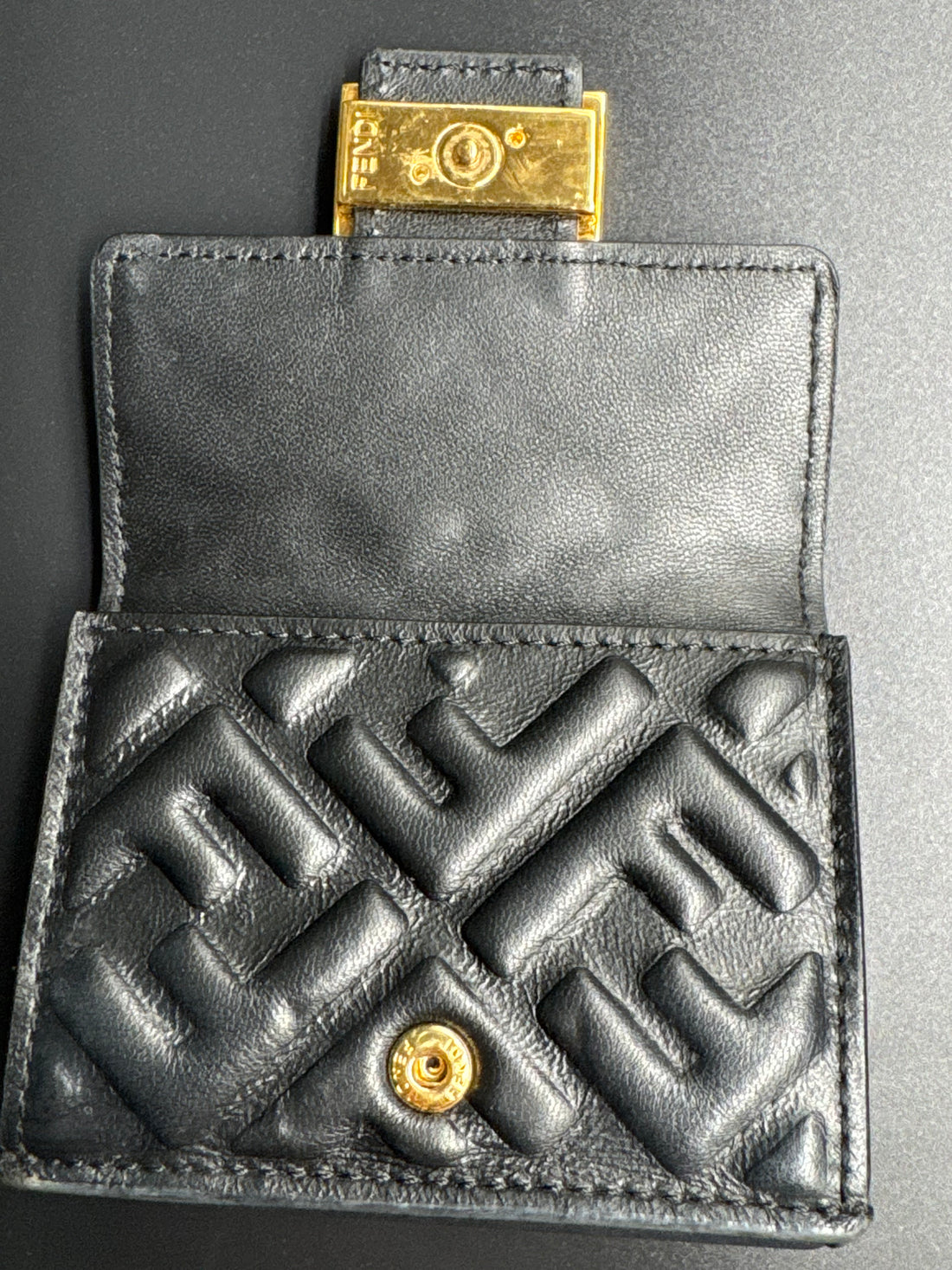 Fendi Black FF Embossed Compact Wallet