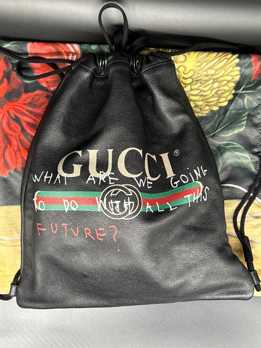 Gucci Capitan Logo Drawstring Backpack
