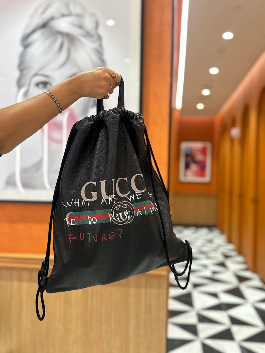 Gucci Capitan Logo Drawstring Backpack