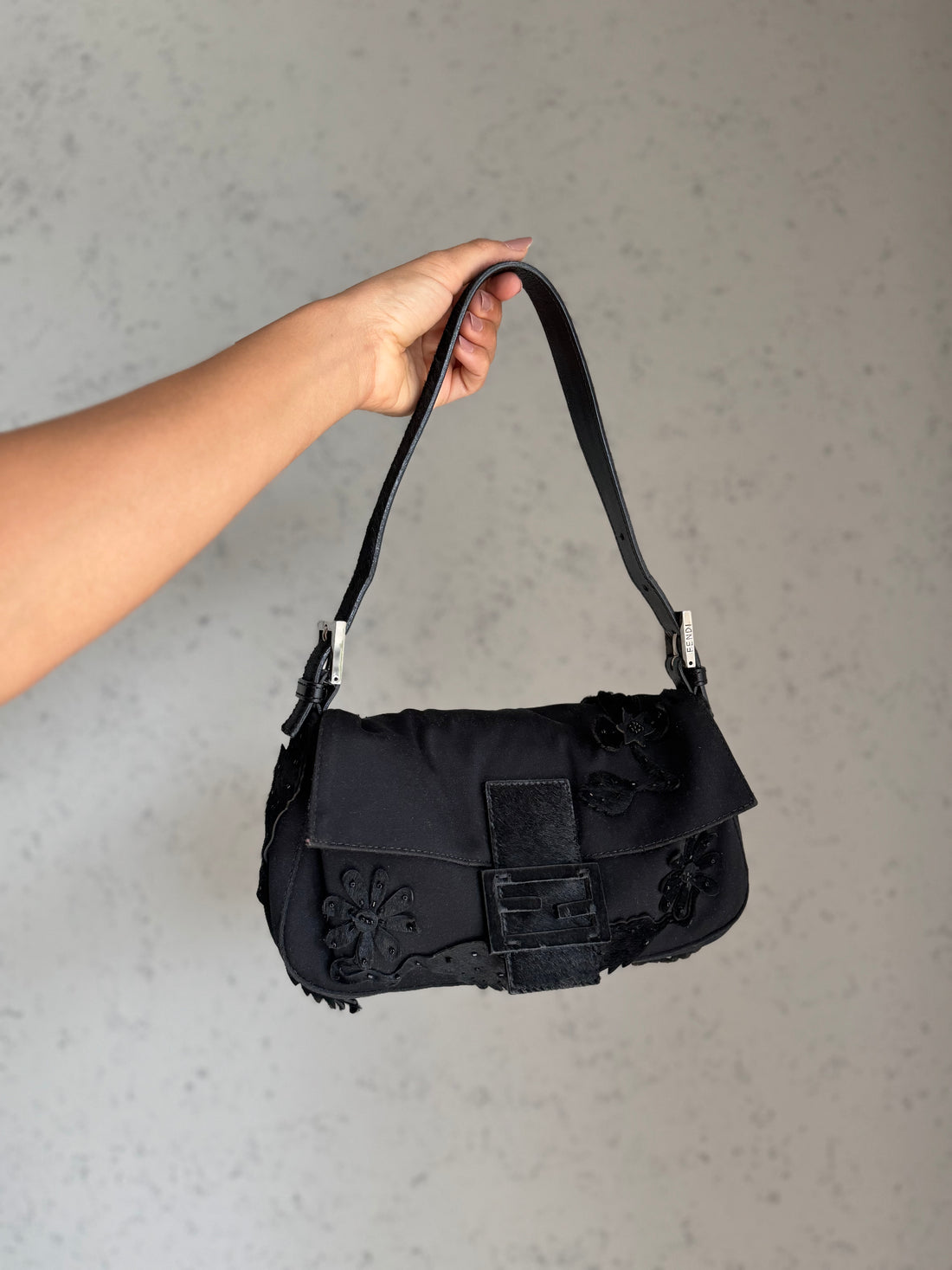Fendi Baguette Floral Applique & Pony