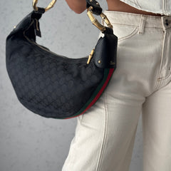Gucci Black GG Bamboo Ring Hobo Bag thumbnail 1