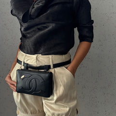 Chanel Black Leather CC Mania Double Zip Waist Belt Bag thumbnail 1