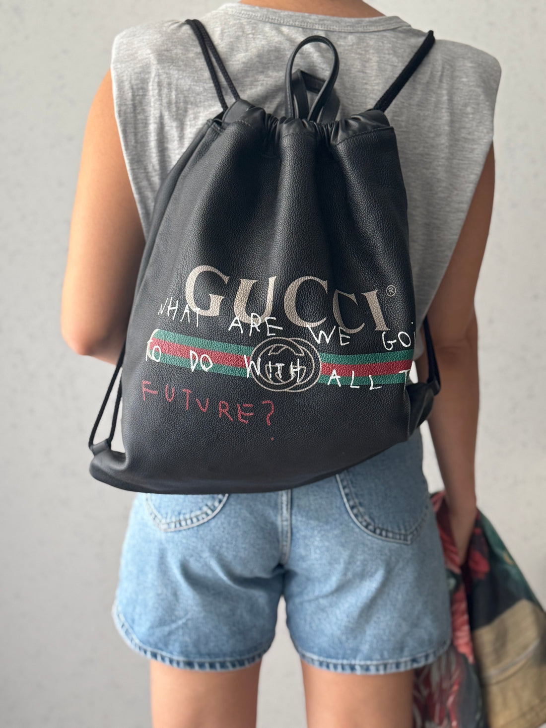 Gucci Capitan Logo Drawstring Backpack