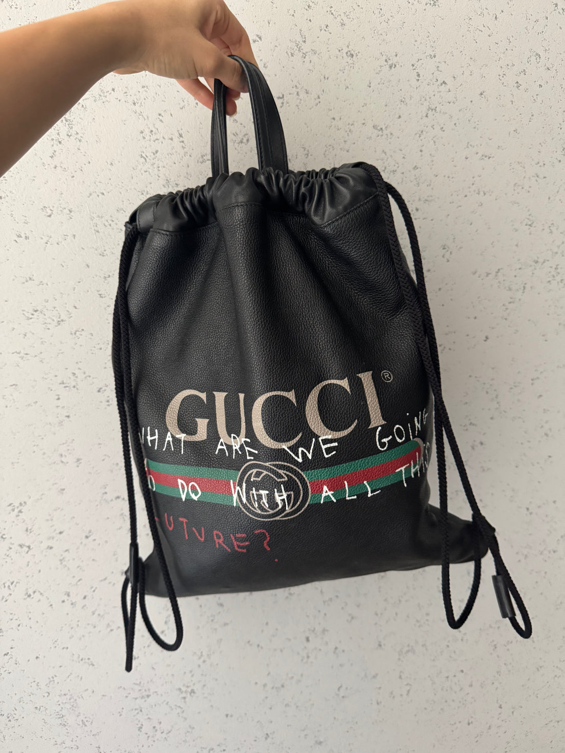 Gucci Capitan Logo Drawstring Backpack