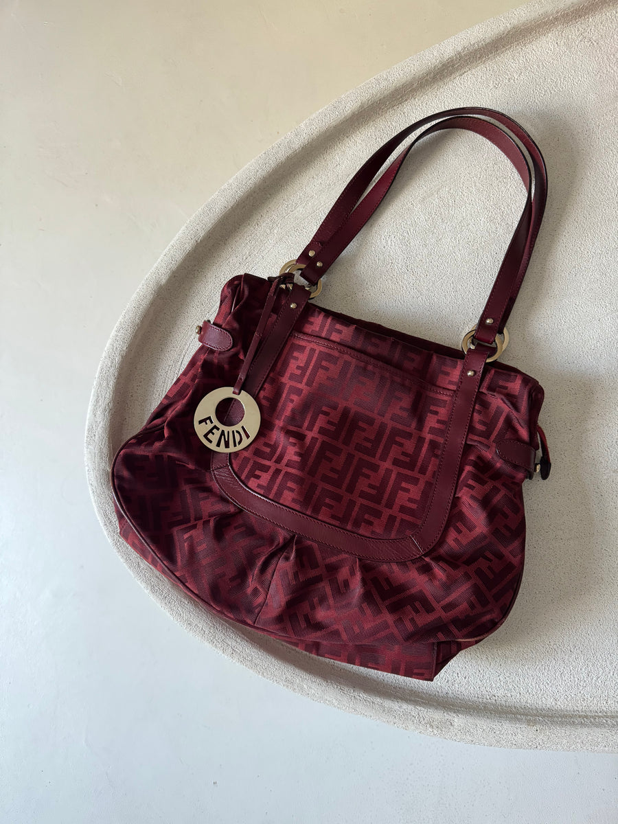 Fendi Red Zucca Large Shoulder Bag