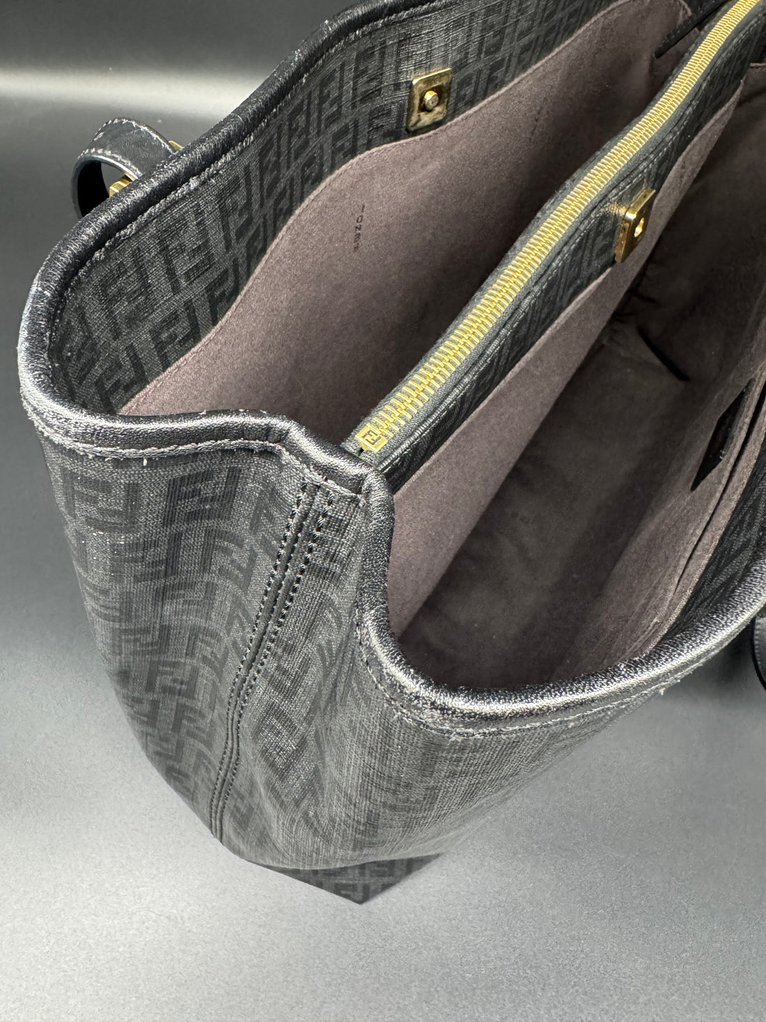 Fendi Black Zucchino Print Spalmati Shopper Tote