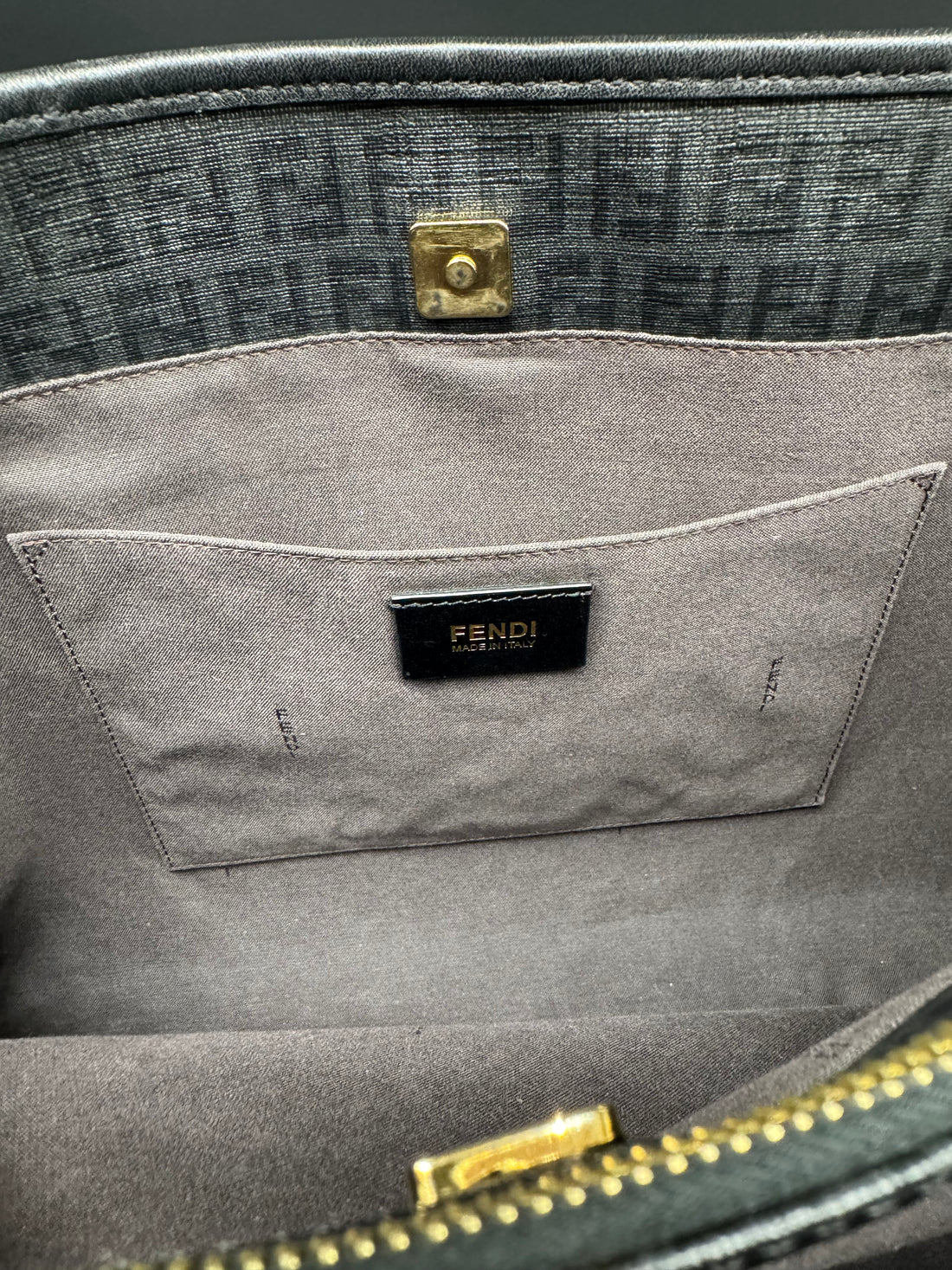 Fendi Black Zucchino Print Spalmati Shopper Tote